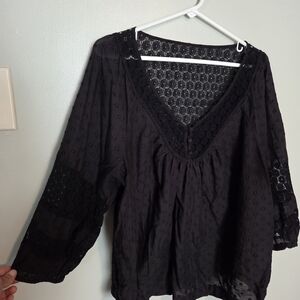 Torrid Black Lace Peasant Top